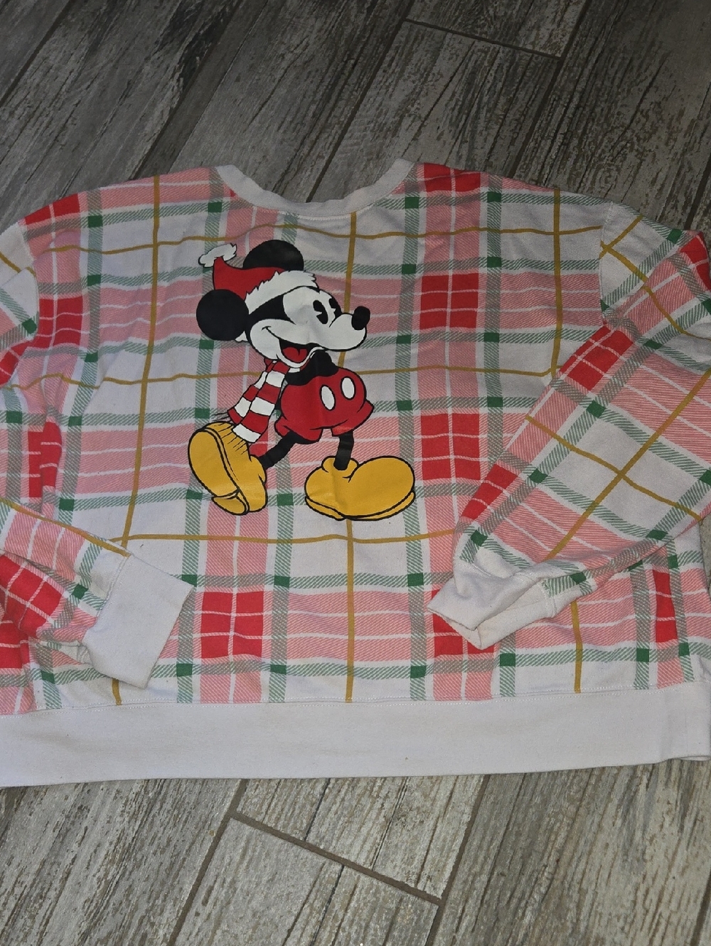Disney Pastel Plaid Crewneck Sweatshirt - Pink, Green, White